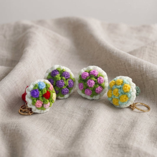 Crochet mini bouquet keychain