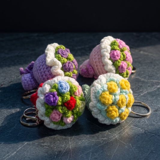 Crochet mini bouquet keychain