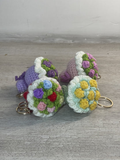 Crochet mini bouquet keychain